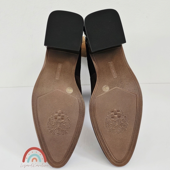 New! Vince Camuto Kortimy Leather Suede Brown Chunky Heel Mid-Shaft Boots - Picture 12 of 15